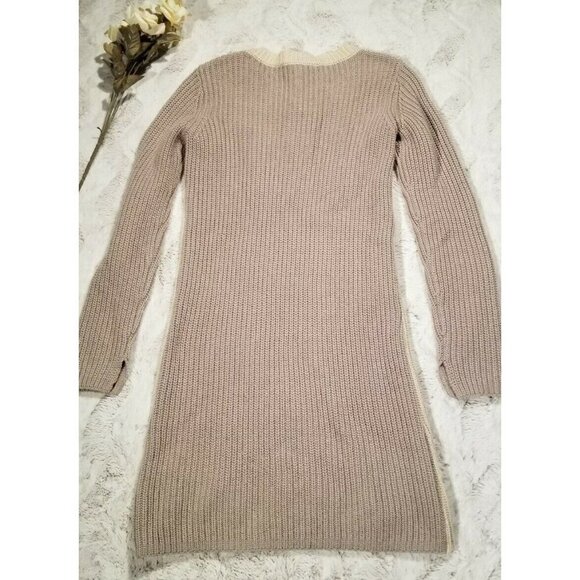 BCBG MAXAZRIA Cream Beige Taupe Long Sleeve Knit Sweater Dress Size XXS - Picture 6 of 10